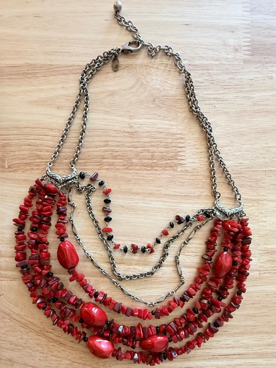 Chico's Jewelry - Chico's Multi-Strand Red Coral Chips Necklace